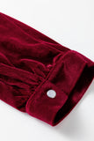 Velvet Asymmetric Button Keyhole Long Sleeve Blouse- 2 Colors