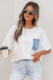 Printed Denim Chest Pocket Graphic T-Shirt- 2 Colors