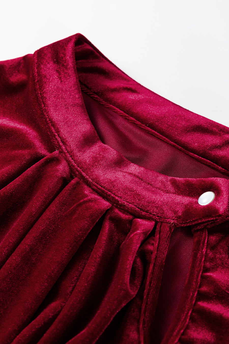 Velvet Asymmetric Button Keyhole Long Sleeve Blouse- 2 Colors