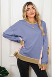 Color Block Waffle Knit Patchwork Oversized Sweatshirt- 3 Colors