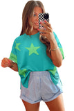 Aruba Blue & Lime Green Frayed Star Patch Oversized T-Shirt