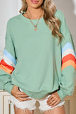 Striped Arm Drop Sleeve Loose Sweatshirt- 2 Colors