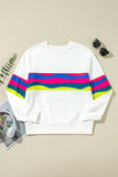 Green Multicolored Wavy Striped Crew Neck Long Sleeve Top- 2 Colors
