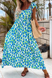 Floral Print Square Neck Ruffled Strap Maxi Dress- 2 Colors