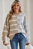 Striped Exposed Seam Patchwork Loose Fit Sweater- 4 Colors