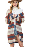 Blue Multi Openwork Color Block Knit Cardigan