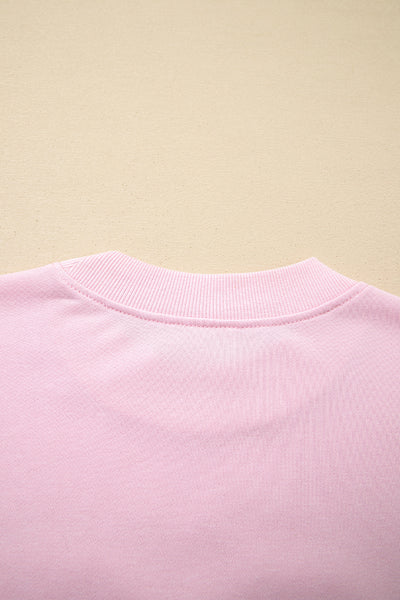 Light Pink Heart Quilt Patchwork Oversized Sweatshirt