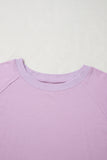 Plus Size Lavender Floral Patched Color Block Pullover Shirt