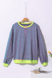 Striped Contrast Trim Oversized Sweatshirt- 4 Colors