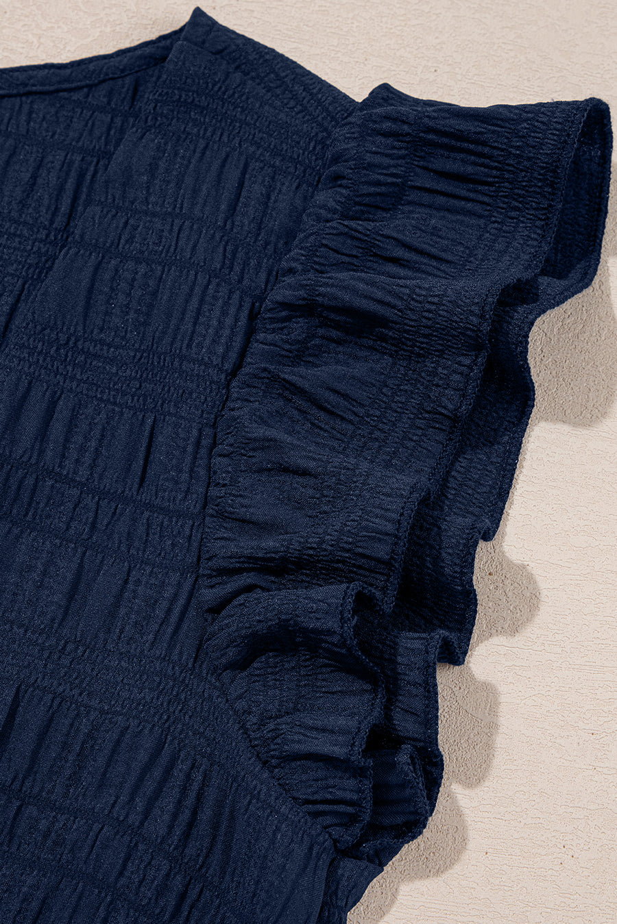 Textured Ruffle Blouse and Shirred High-Waist Shorts Set- 5 Colors
