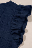 Textured Ruffle Blouse and Shirred High-Waist Shorts Set- 5 Colors