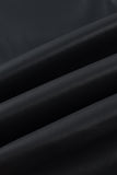 Black Piping Trim Sleek Faux Leather High Waist Leggings