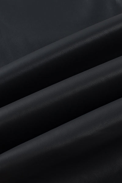 Black Piping Trim Sleek Faux Leather High Waist Leggings