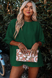 Shirred Cuffs Short Sleeve Blouse- 2 Colors