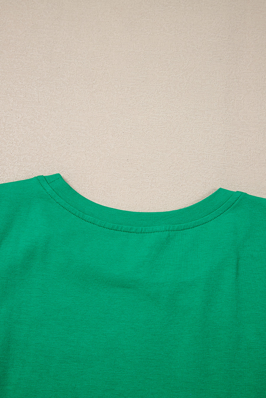 Green Ruffled Eyelet Sleeve Crew Neck Blouse