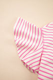 Striped Ruffle Sleeve Crew Neck T-Shirt- 3 Colors