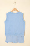 Yellow Cream Solid Color Washed Sleeveless Top Split Skort Cotton 2pcs Outfit