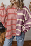 Striped Exposed Seam Patchwork Loose Fit Sweater- 4 Colors