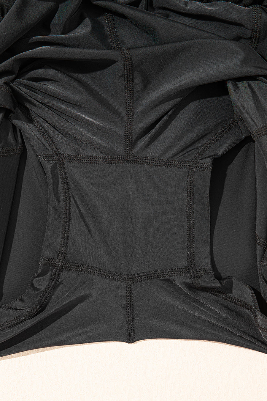 Black High-Waist Drawstring Hidden Pocket Swim Shorts