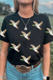 Black Sequin Mallard Duck Graphic T-Shirt