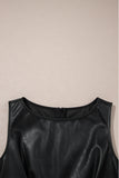 Faux Leather Sleeveless Crew Neck Mini Dress- 3 Colors