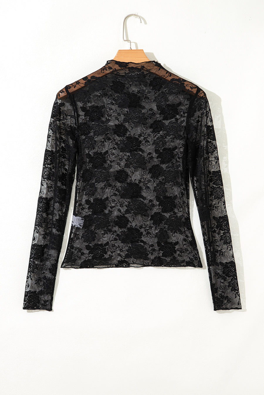 Floral Mock Neck Lace Long Sleeve Mesh  Top- 2 Colors