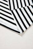 Striped Scalloped Trim Crew Neck Short Sleeve T-Shirt- 5 Colors