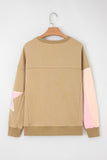 Star Patch Exposed Seam Uneven Hem Sweatshirt- 2 Colors
