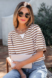 Striped Short Bubble Sleeve T-Shirt- 3 Colors
