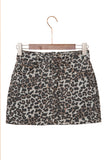 Leopard Print Denim Mini Skirt