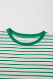Plus Size Green Striped Ribbed T-Shirt