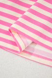Striped Ruffle Short Sleeve Contrast Neckline Mini Dress- 3 Colors
