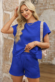 Textured Short Sleeve Top and Shorts Set- 7 Colors