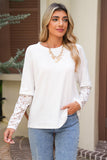 Lace Long Sleeve Drop Shoulder T-Shirt- 2 Colors
