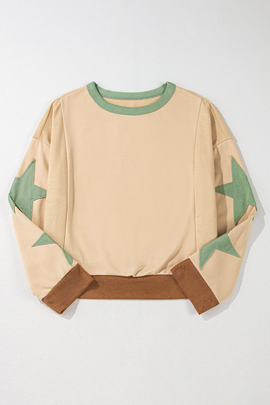 Star Patchwork Exposed Seam Oversized Sweatshirt- 3 Colors