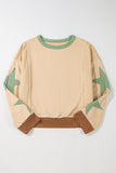 Star Patchwork Exposed Seam Oversized Sweatshirt- 3 Colors