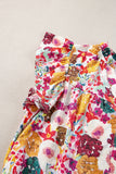 Multicolored Floral Notched Neck Ruffle Mini Dress