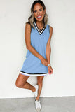 Contrast Trim V-Neck Sleeveless Mini Dress- 2 Colors