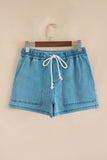 Drawstring Elastic Waist Denim Shorts