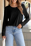 Asymmetric Seam Long Sleeve Shirt- 3 Colors