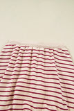 Red Stripe Cropped Collared Sweatshirt and Bubble Mini Skirt Set