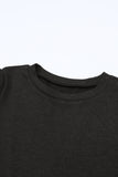 Black Button Cuff Puff Long Sleeve Sheath Top