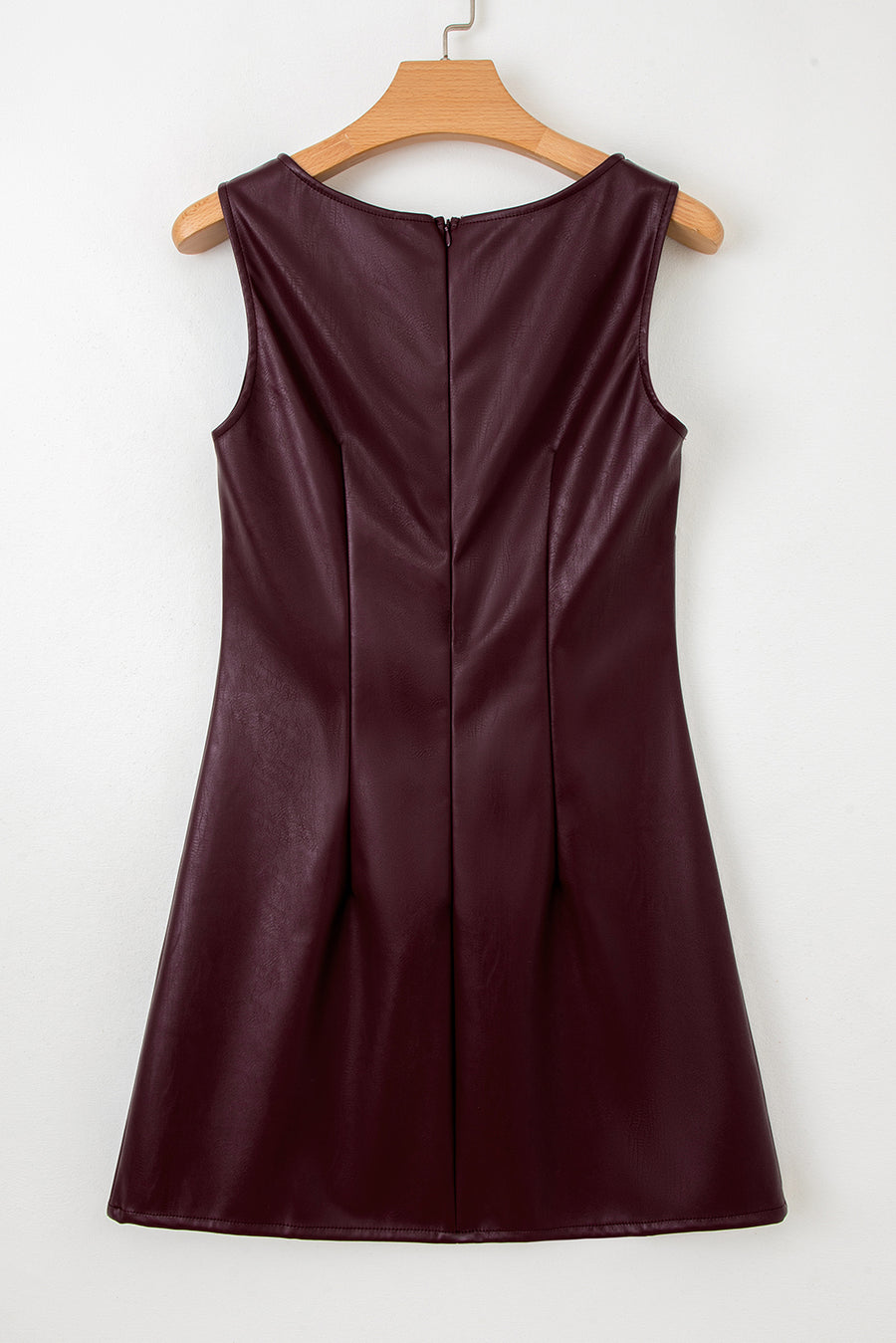 Faux Leather Sleeveless Crew Neck Mini Dress- 3 Colors