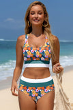 Floral Print Cutout Racerback High-Waist Tankini- 2 Styles