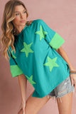 Aruba Blue & Lime Green Frayed Star Patch Oversized T-Shirt