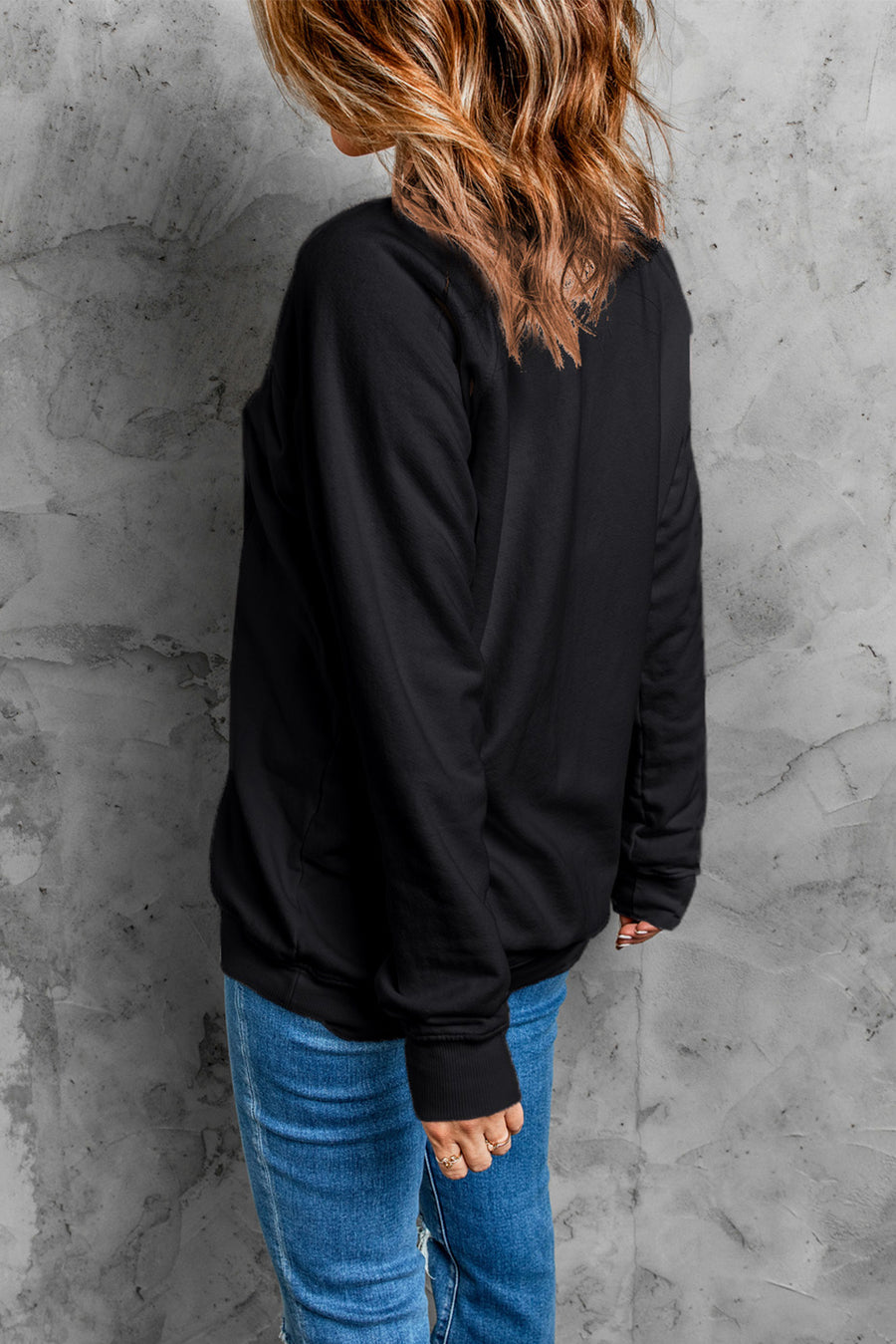 Black COOL AUNT Embroidered Letters Sweatshirt