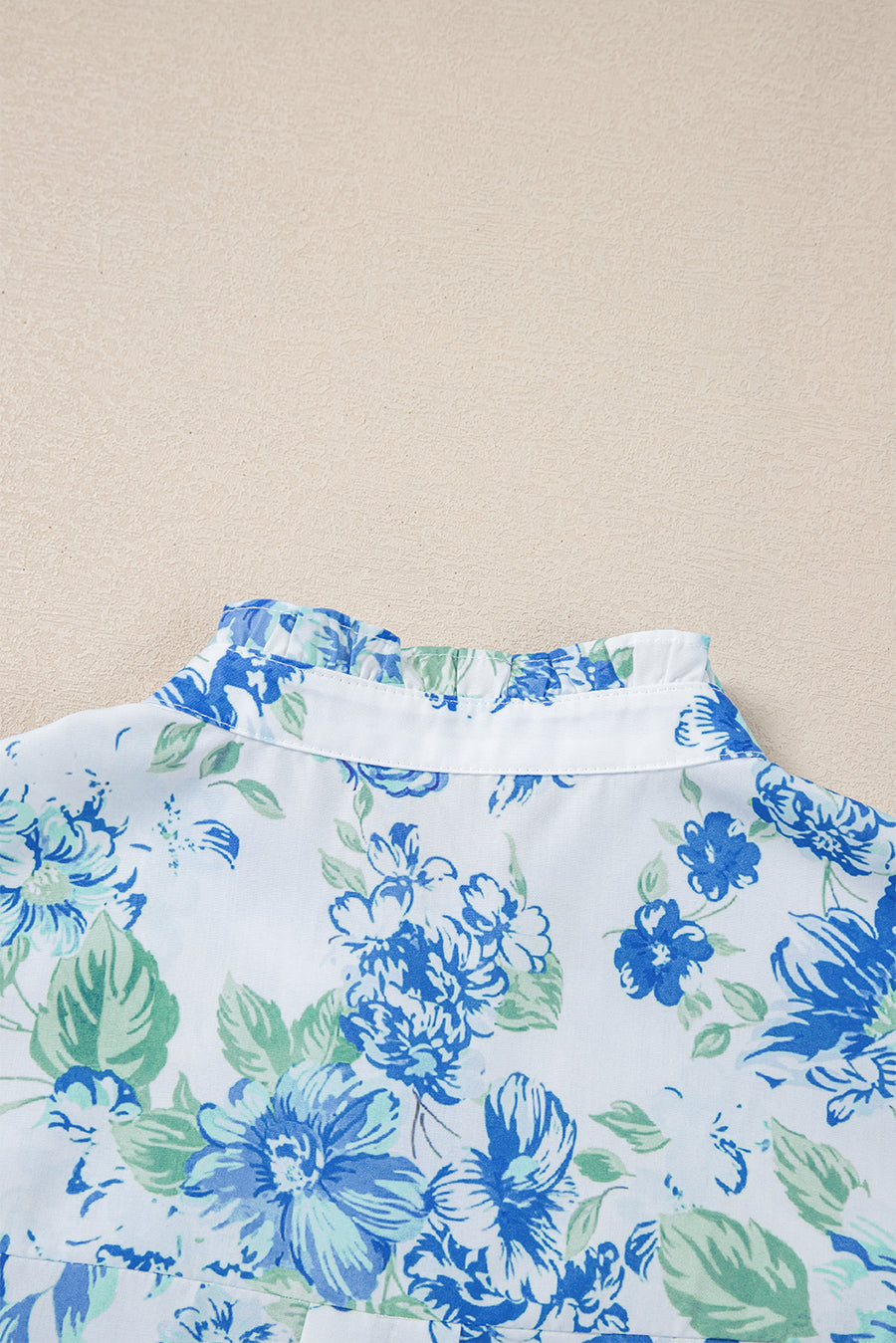 Floral Ruffle Sleeve Frilly Button-Up Blouse- 2 Colors