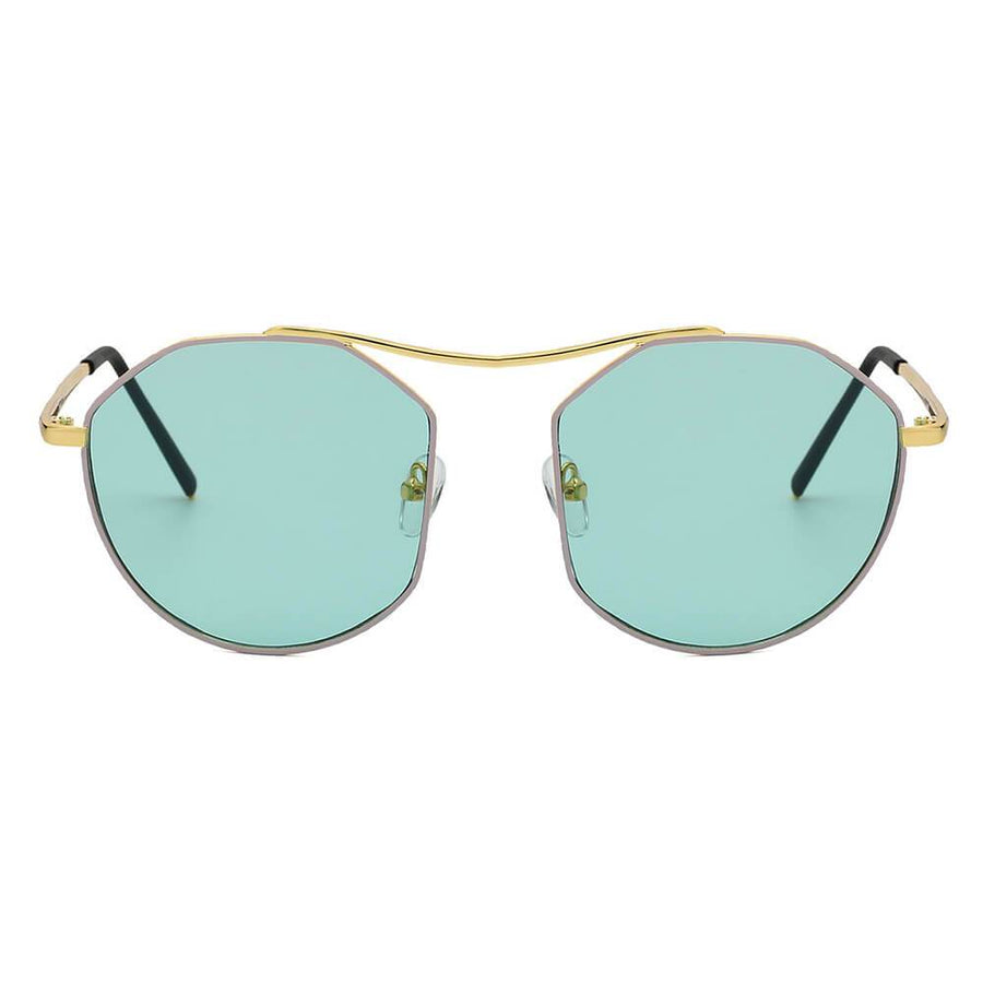 CHOCTAW Round Tinted Geometric Brow-Bar Fashion Sunglasses- 4 Colors