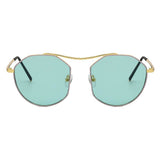 CHOCTAW Round Tinted Geometric Brow-Bar Fashion Sunglasses- 4 Colors