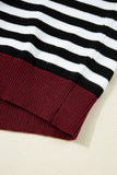 Striped Color Block Patchwork Long Sleeve Sweater